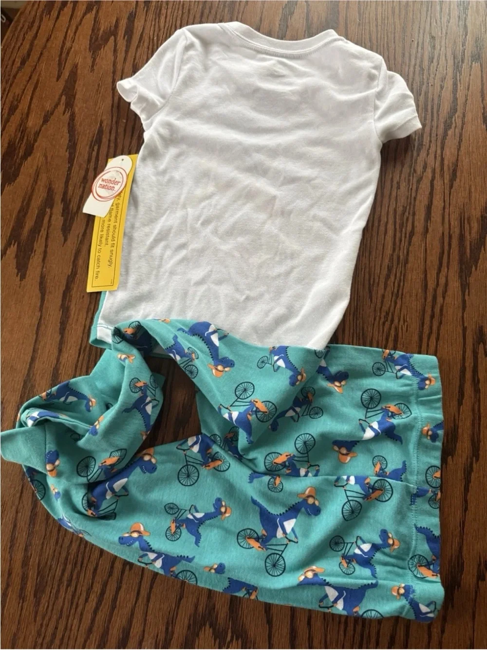 NWT Boys 4T Wonder Nation Dinosaur Bicycle Surfboard Short Sleeve Pants Pajamas